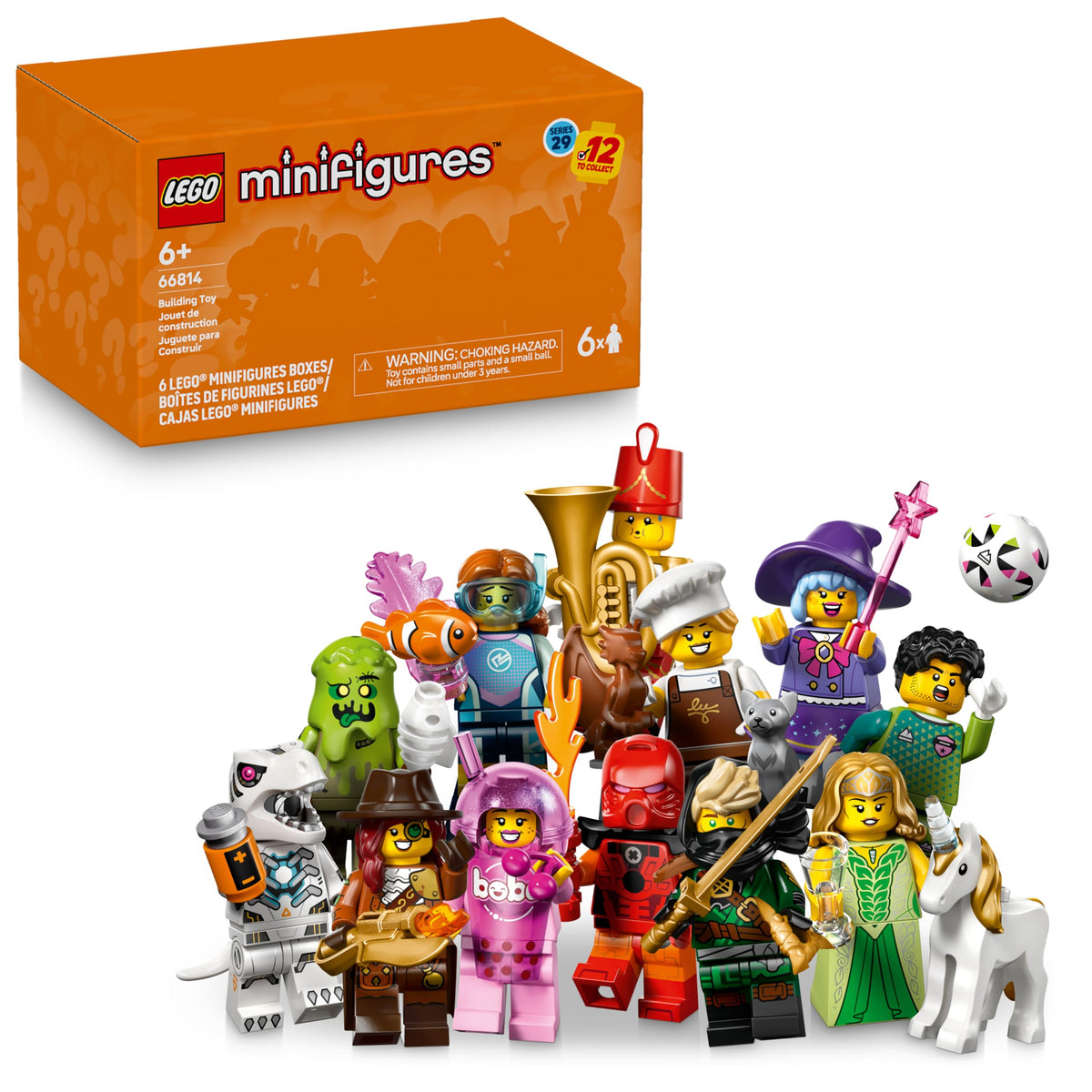LEGO multipack frontal mostrando seis cajas selladas y emoción de regalo