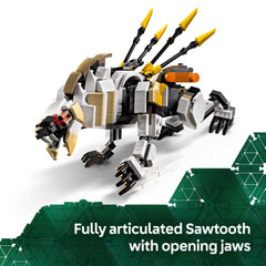 LEGO Shell‑Walker de frente con pod desmontable y garras abiertas