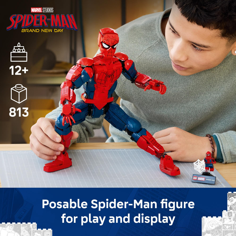 LEGO Spider-Man primer plano de textura y impresión, realismo mejorado