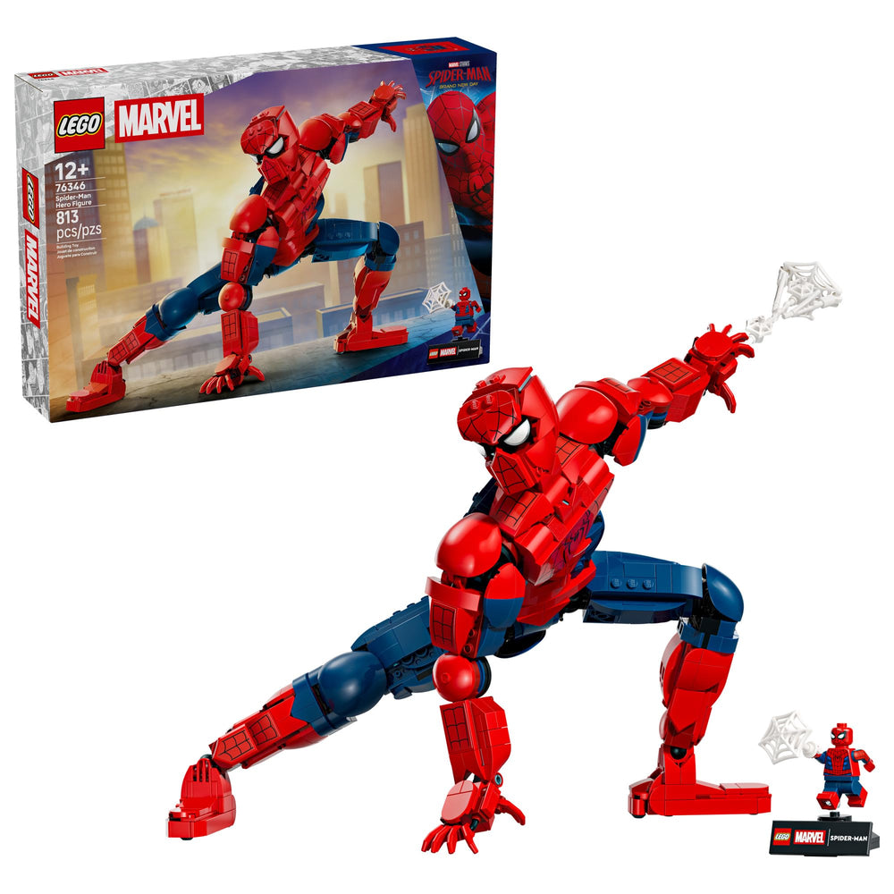 LEGO Spider-Man vista frontal mostrando pose y detalles, ideal para exhibir