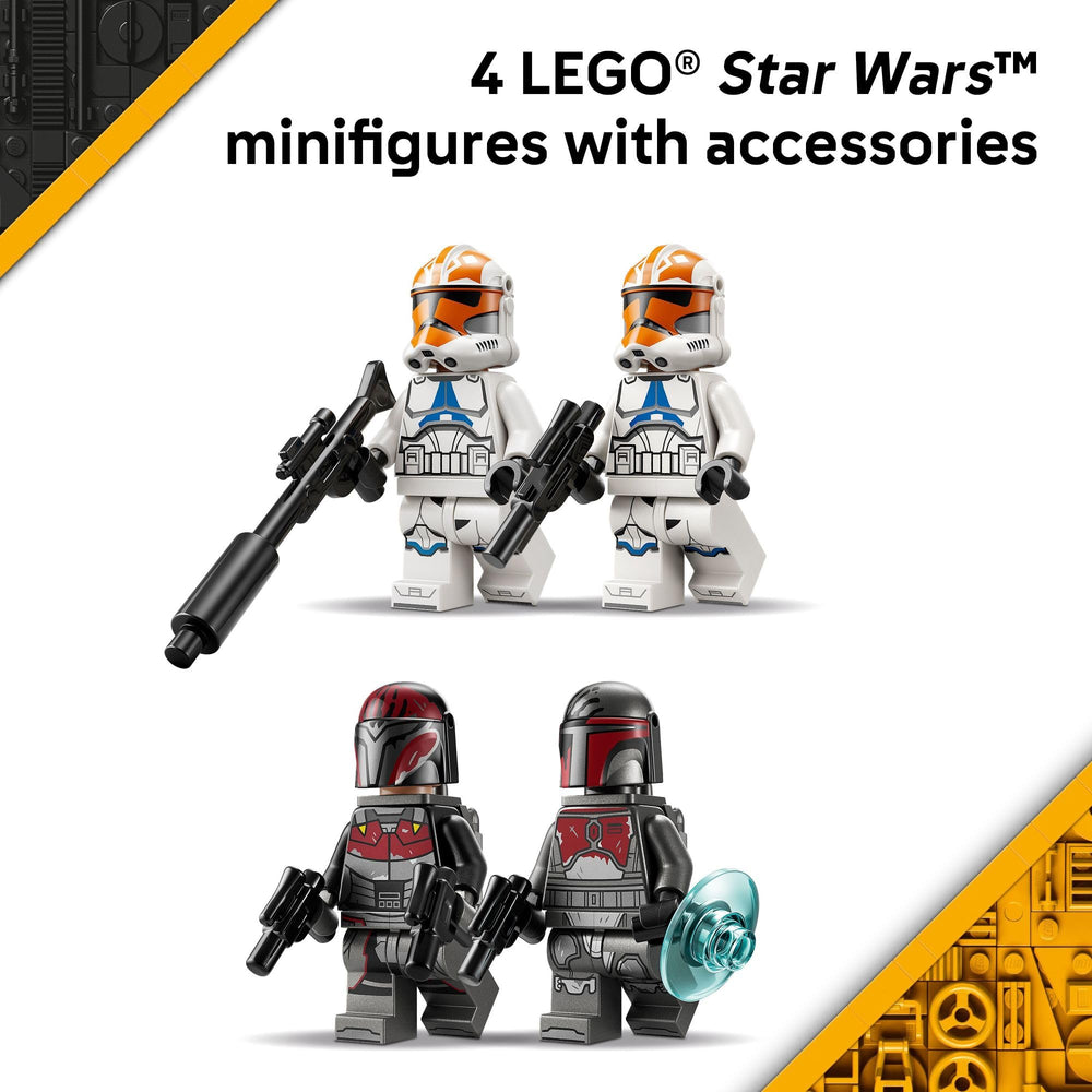 LEGO 75449 comparación de escala junto a minifigura, tamaño compacto fácil de integrar