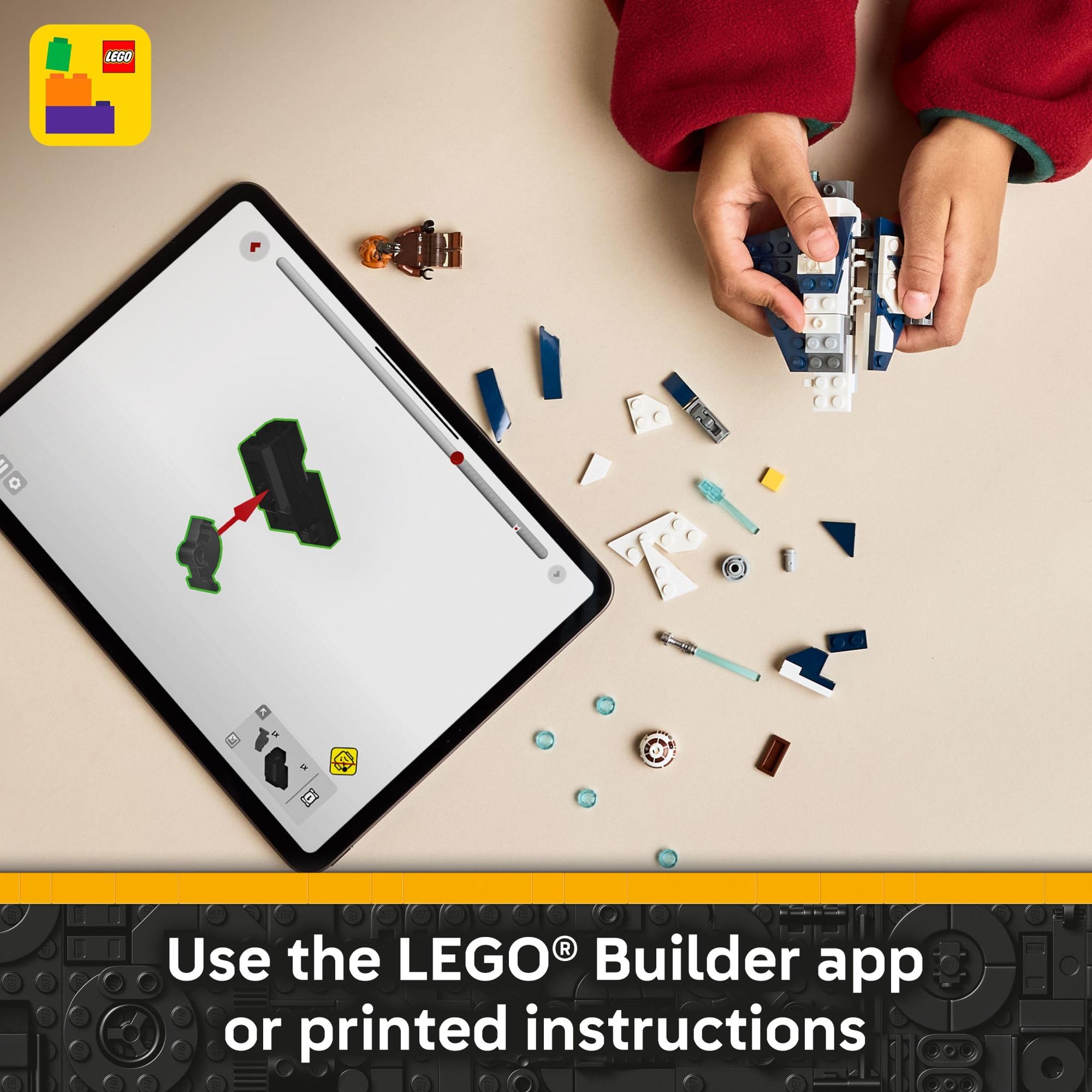 LEGO Plo Koon microfighter en escena de juego, inspira aventuras