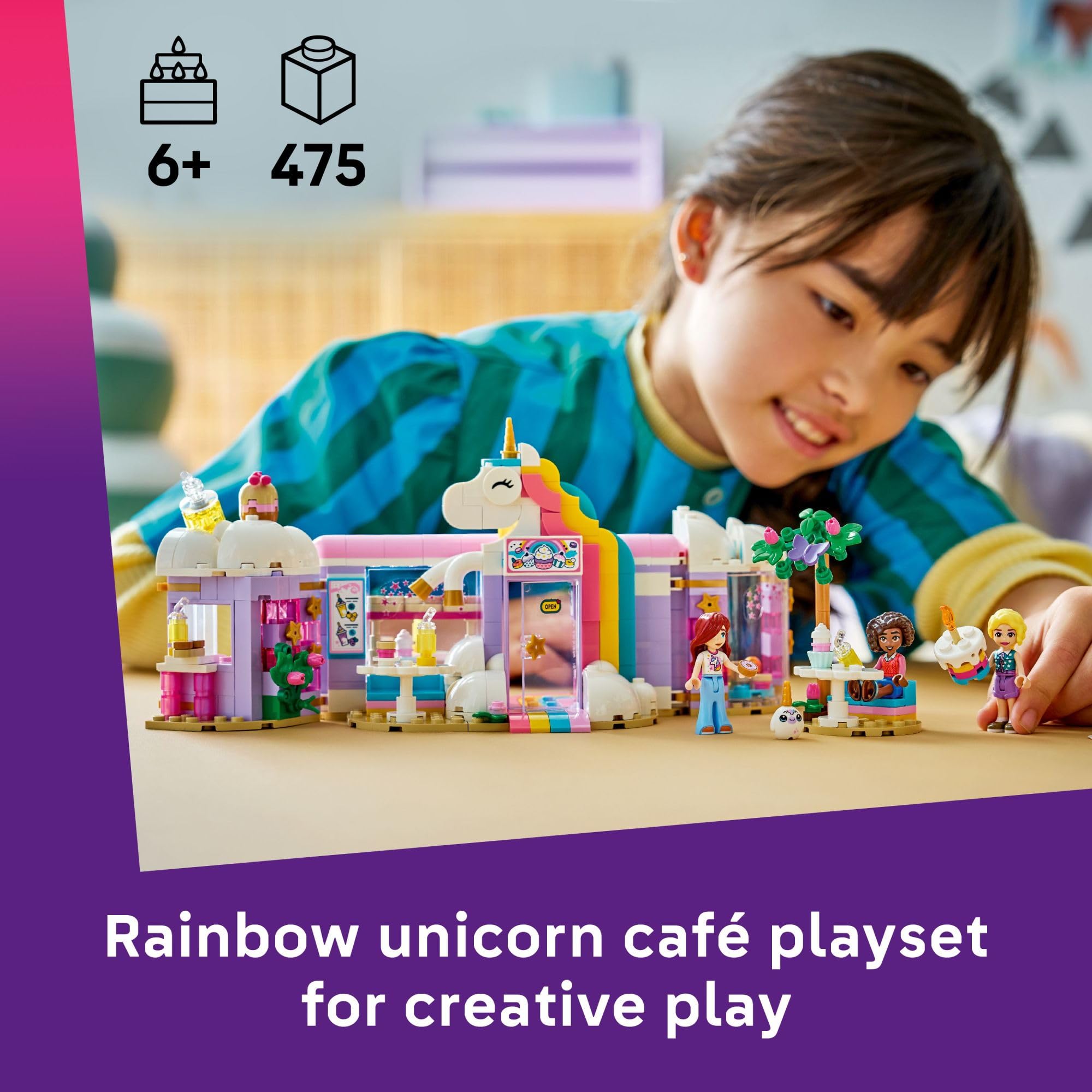LEGO close-up de vitrina giratoria con cupcakes que provoca juego creativo