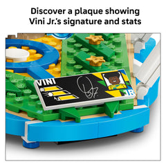 LEGO Vini Jr. placa con estadísticas y firma para colección y exhibición