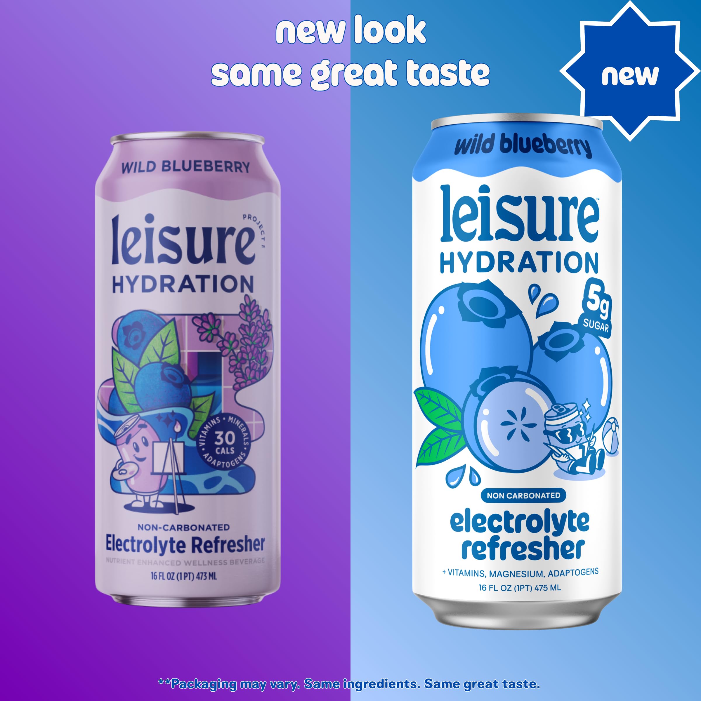Leisure lata en mano mostrando escala y tamaño práctico 16 oz