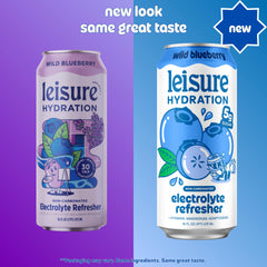 Leisure lata en mano mostrando escala y tamaño práctico 16 oz