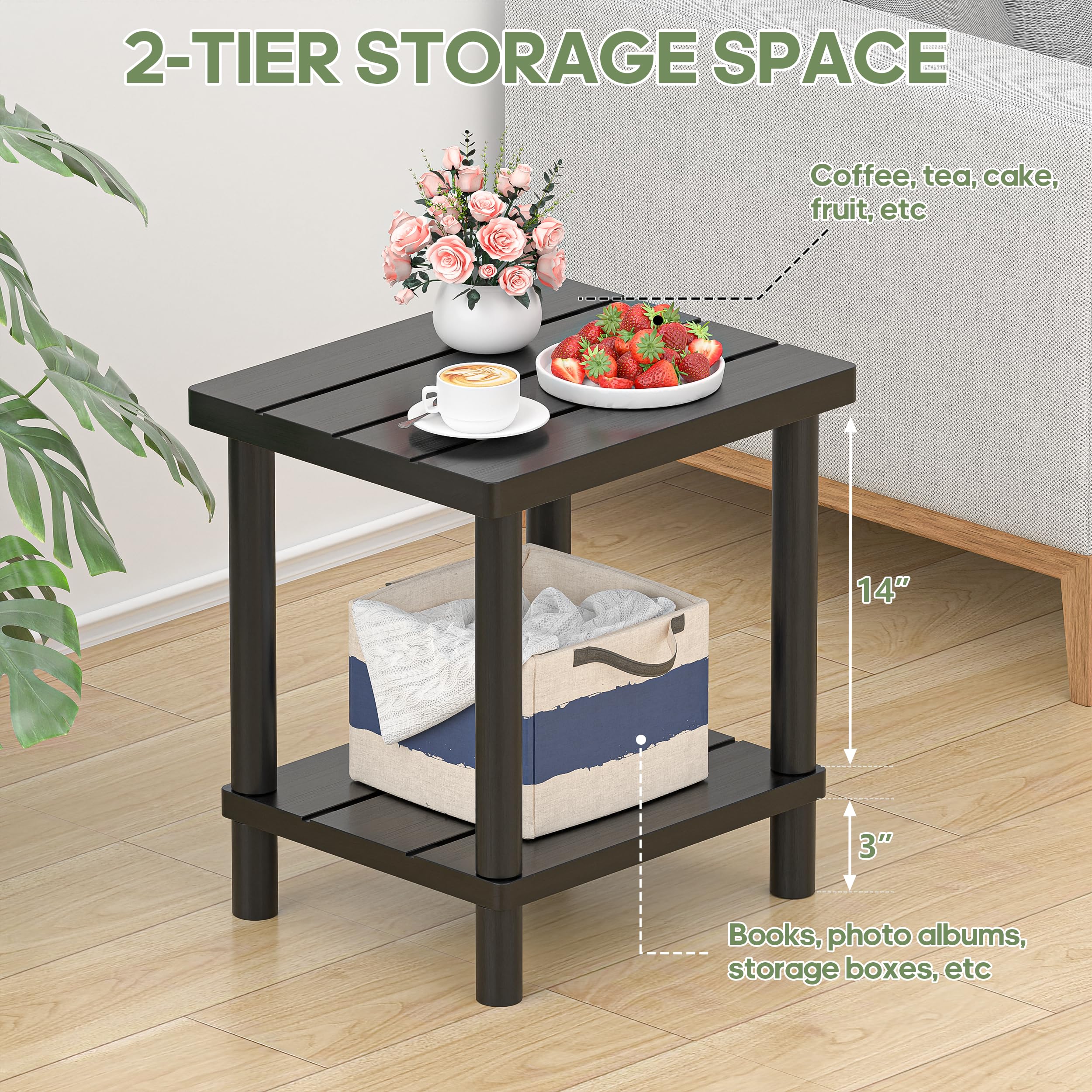 LEJANEOYE two-tier shelves displaying storage options and weight capacity benefits