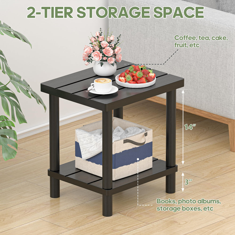 LEJANEOYE two-tier shelves displaying storage options and weight capacity benefits