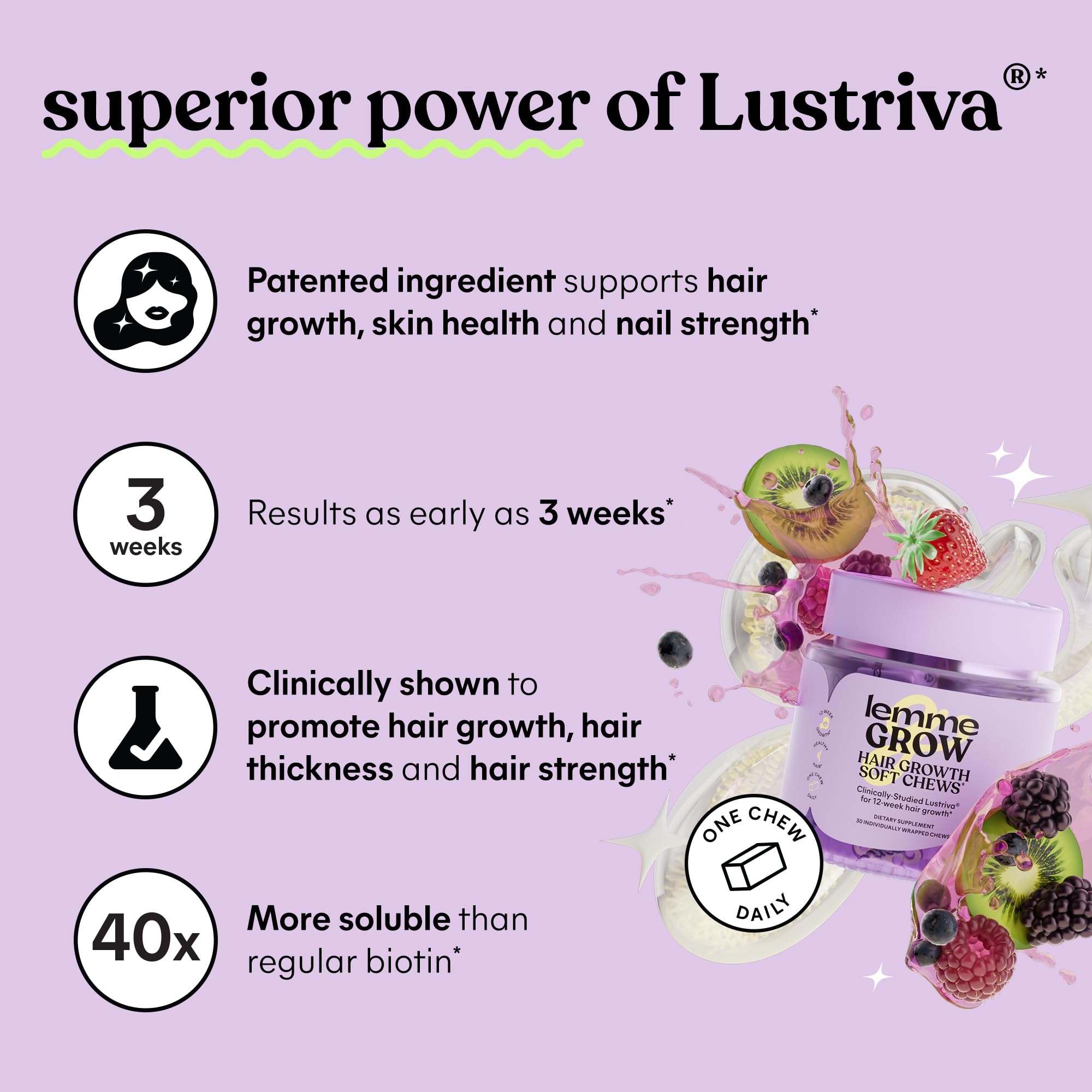 Lemme tarro con ingredientes visibles y enfoque en Lustriva