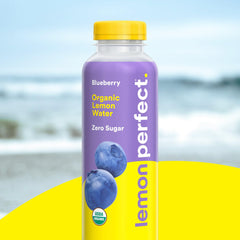 Lemon Perfect primer plano de etiqueta con certificaciones orgánicas visibles