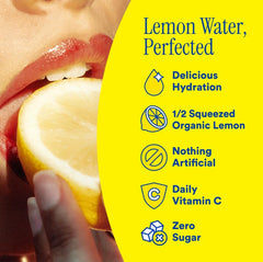 Lemon Perfect gotas en botella destacando textura y frescura