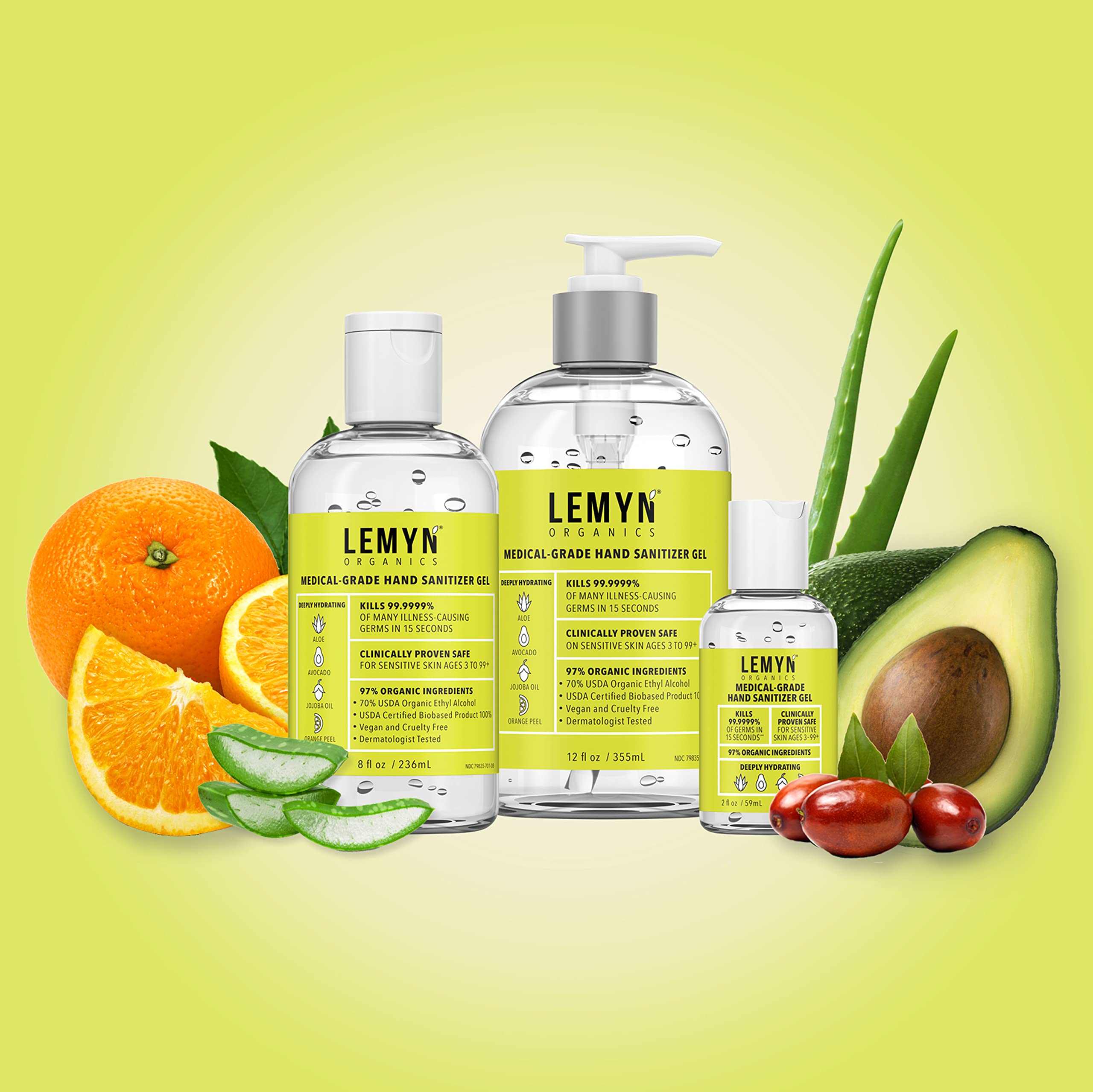 Lemyn Organics botella en cocina indicando practicidad para el hogar