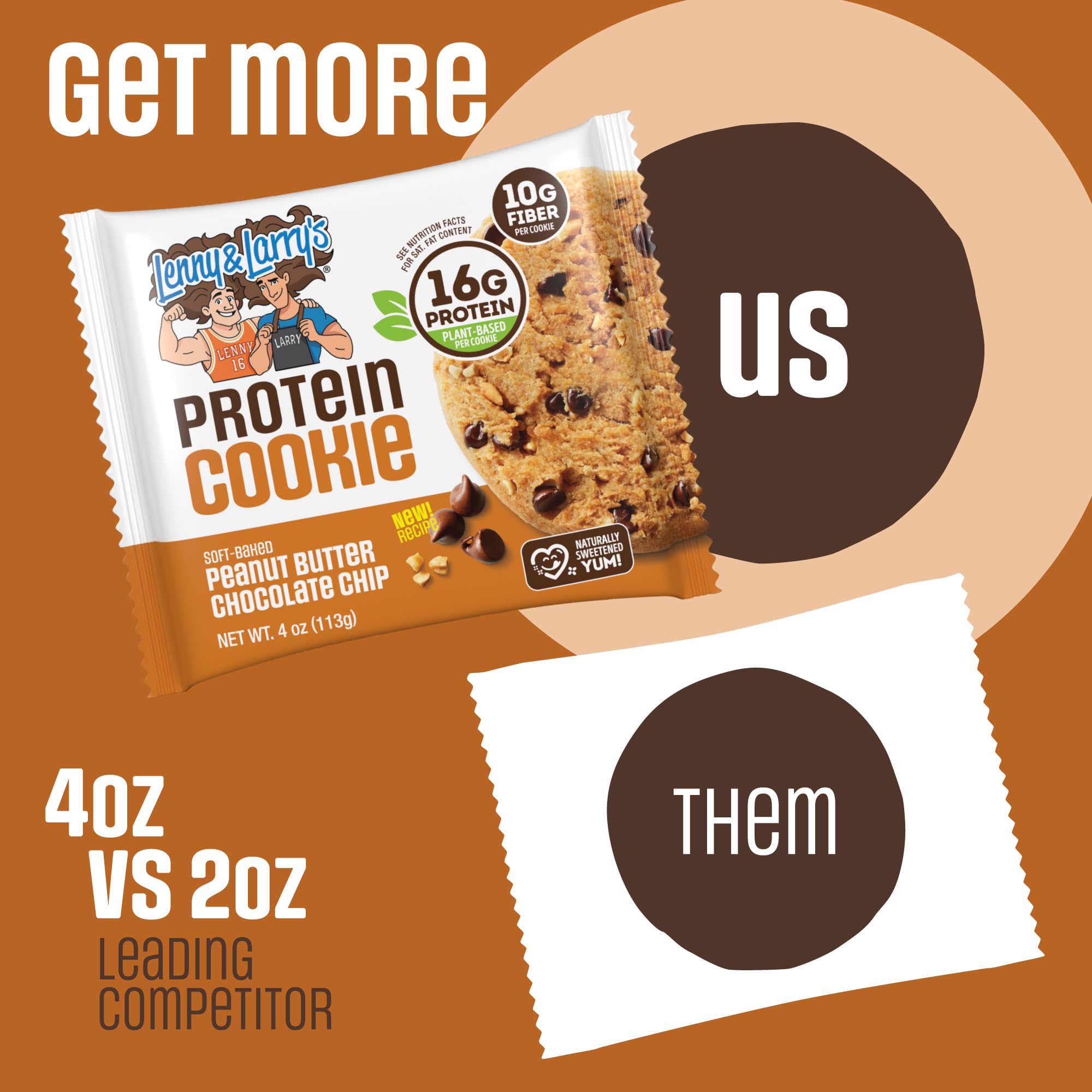 Lenny & Larry's cookie held in hand to show real size and portability
