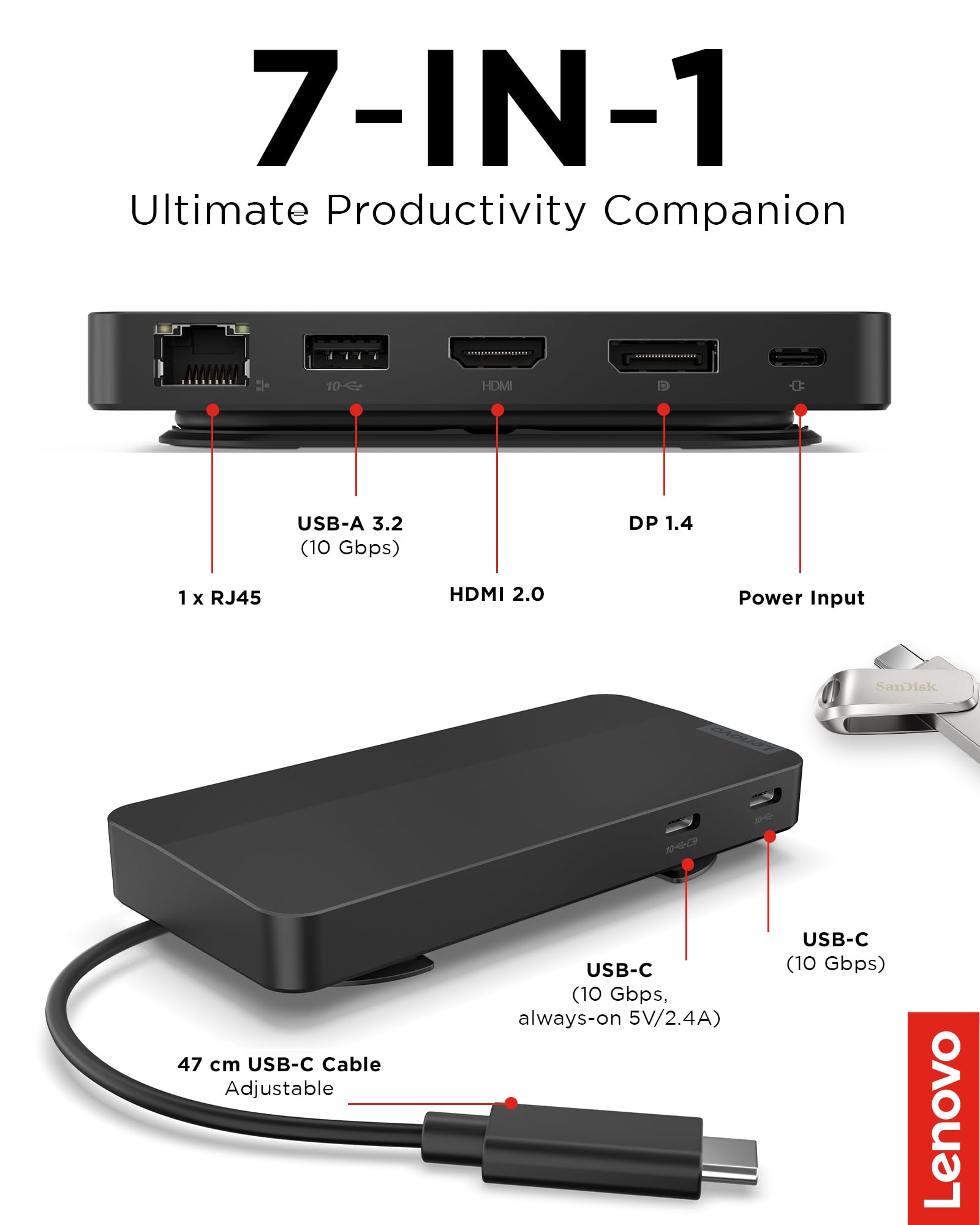Lenovo comparación de tamaño junto a un portátil para evaluar portabilidad