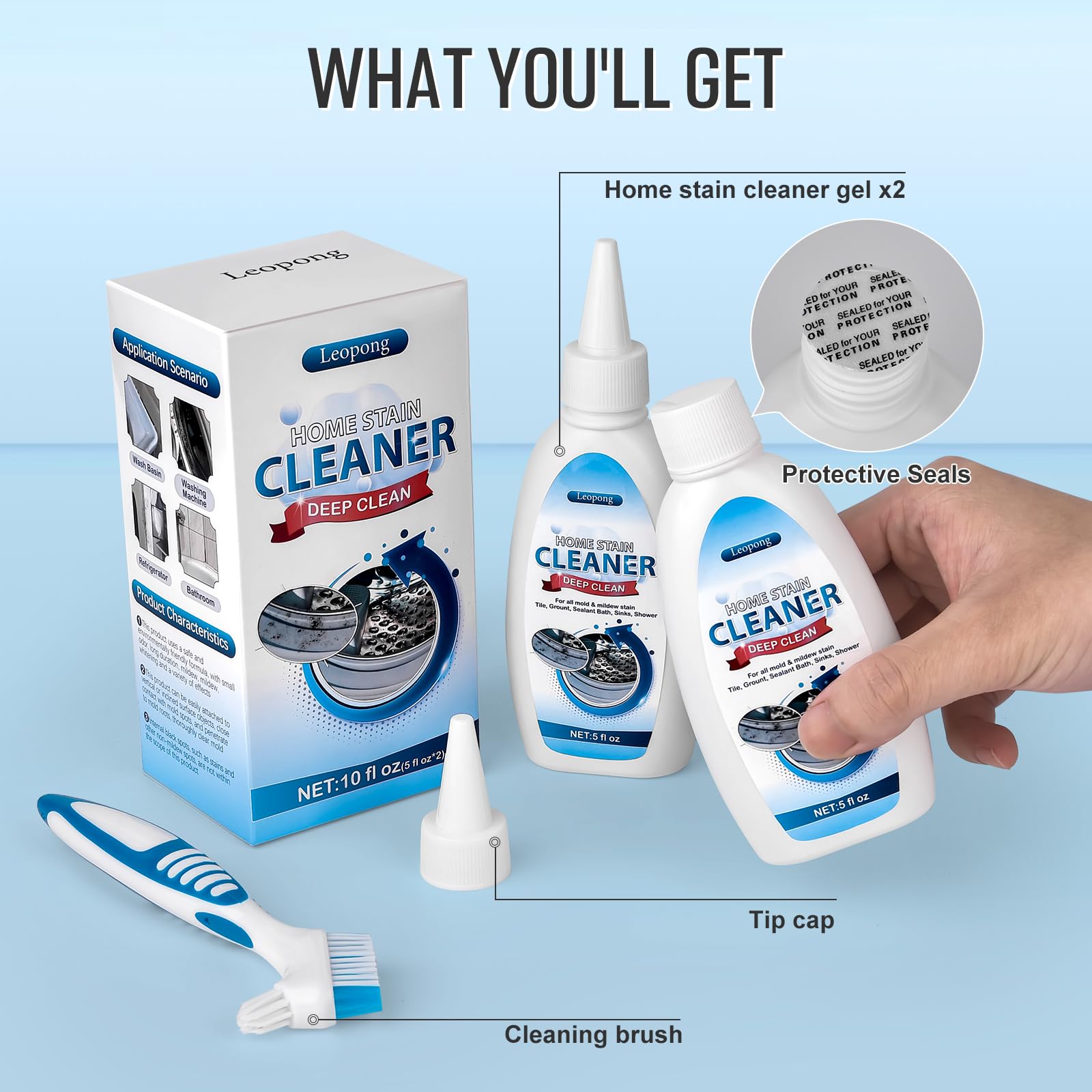 Leopong uso en ducha y azulejos para eliminar moho visible