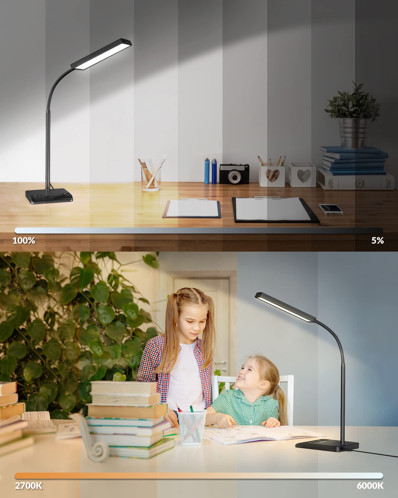 LEPOWER lámpara en escritorio moderno creando ambiente productivo