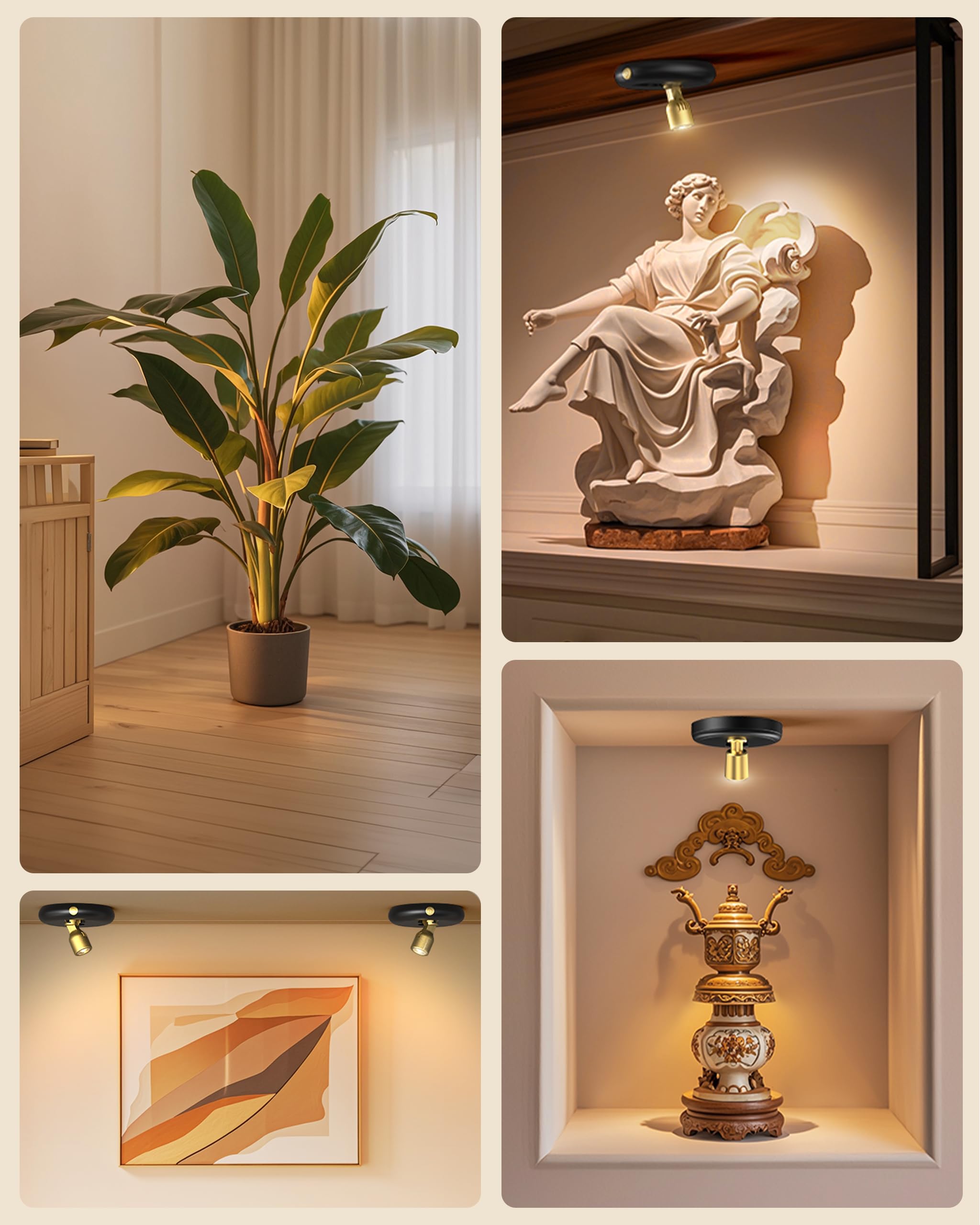 Ler0ktr spotlight iluminando planta creando ambiente cálido y focalizado