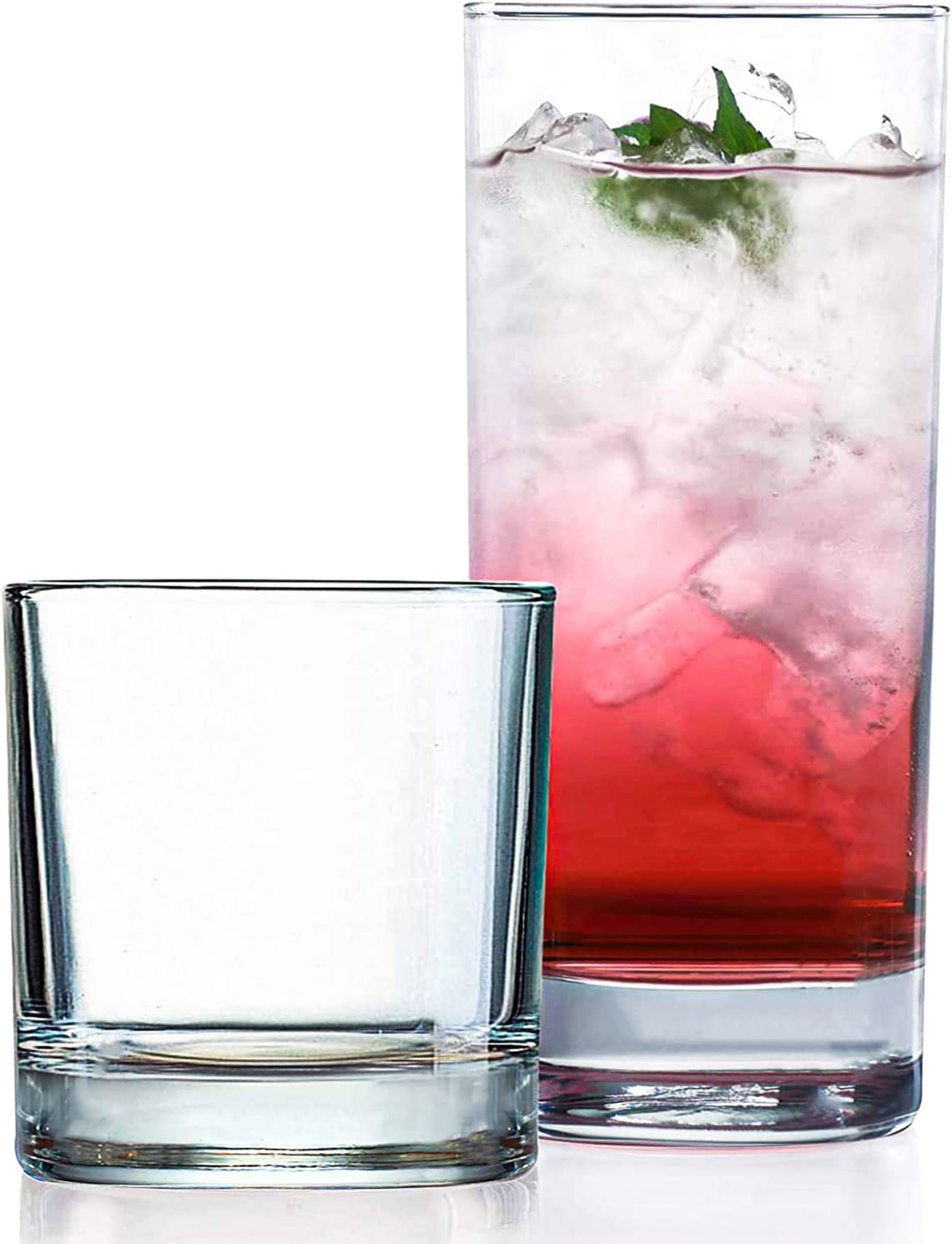 Le'raze frente del conjunto de 8 vasos que muestra diseño y claridad