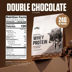 Levels Whey batido preparado en vaso, sirve para recuperación y sabor natural