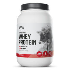 Levels Nutrition envase frontal de Whey fresa mostrando etiqueta y beneficio limpieza