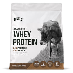 Levels Whey frente del empaque mostrando marca y sabor doble chocolate, presentación clara