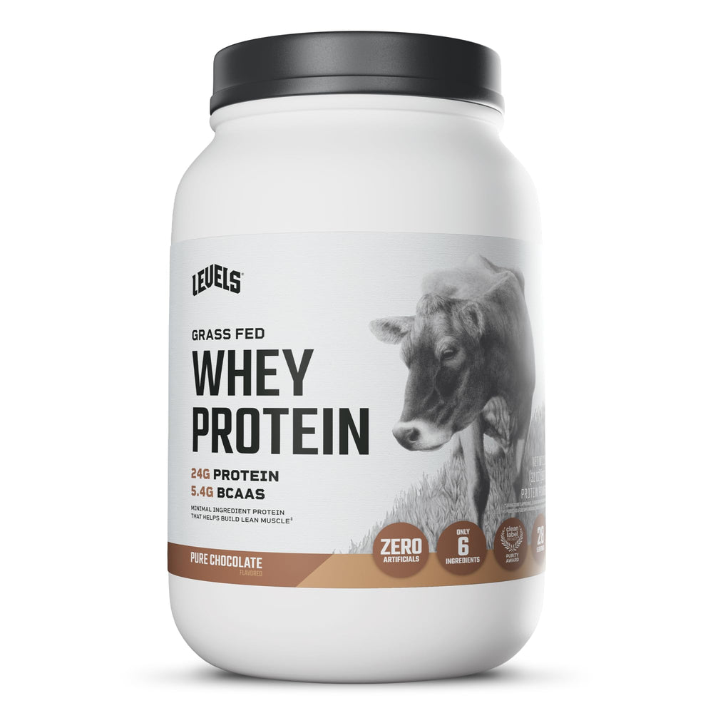 Levels Whey empaque frontal mostrando 2lb y sabor Pure Chocolate, calidad visible