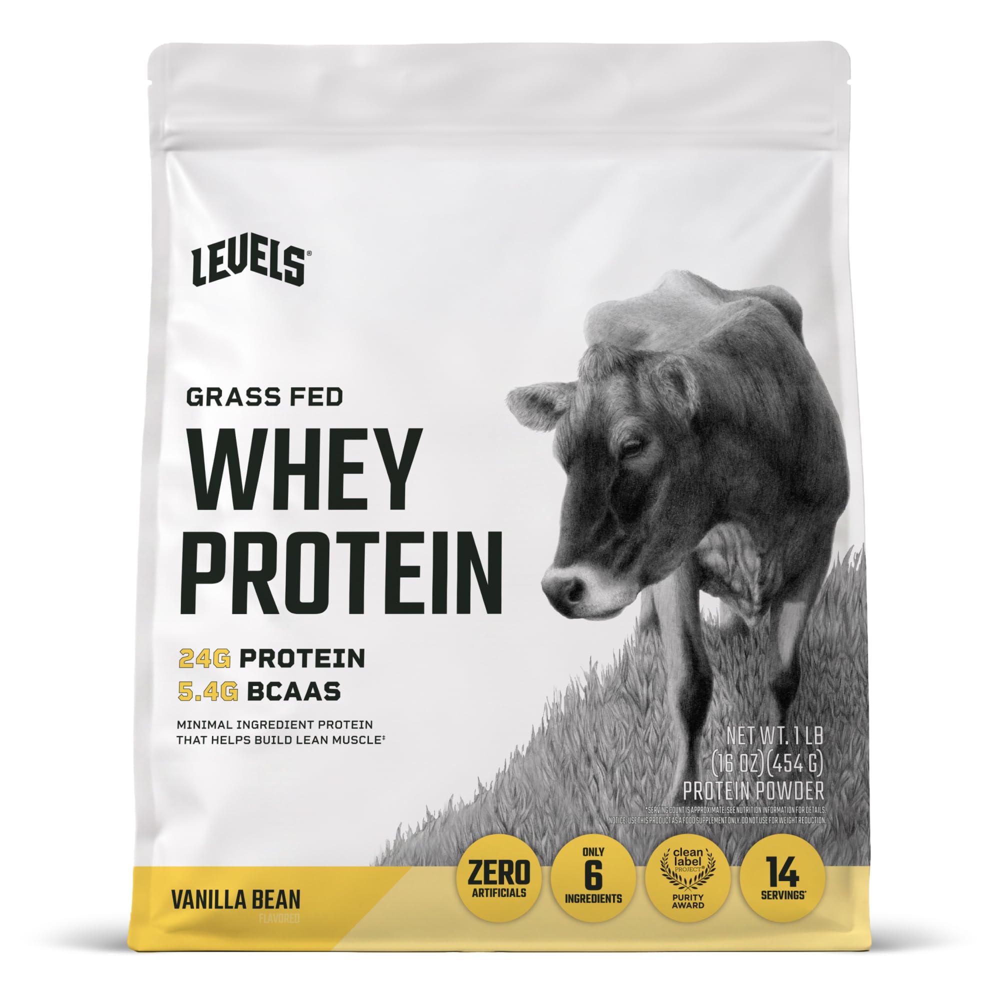 Levels Whey frente del envase mostrando diseño y tamaño, transmite confianza de marca