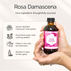 Leven Rose gotas sobre piel resaltando hidratación instantánea