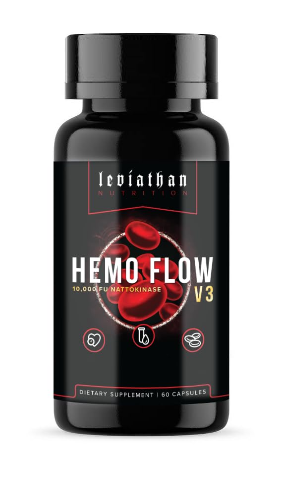 Leviathan Hemo Flow frasco frontal mostrando etiqueta clara y beneficios