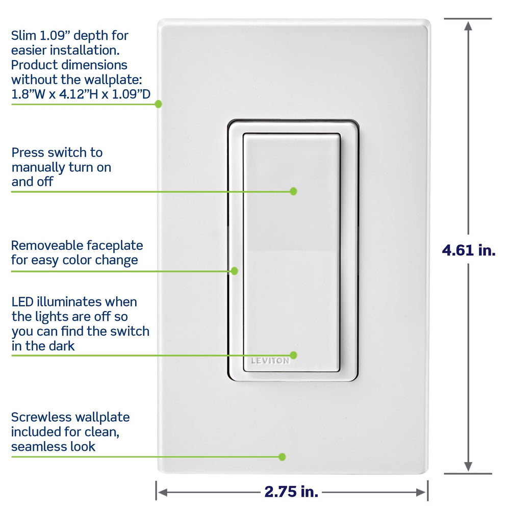 Leviton Decora instalado en caja eléctrica mostrando requerimiento de neutro
