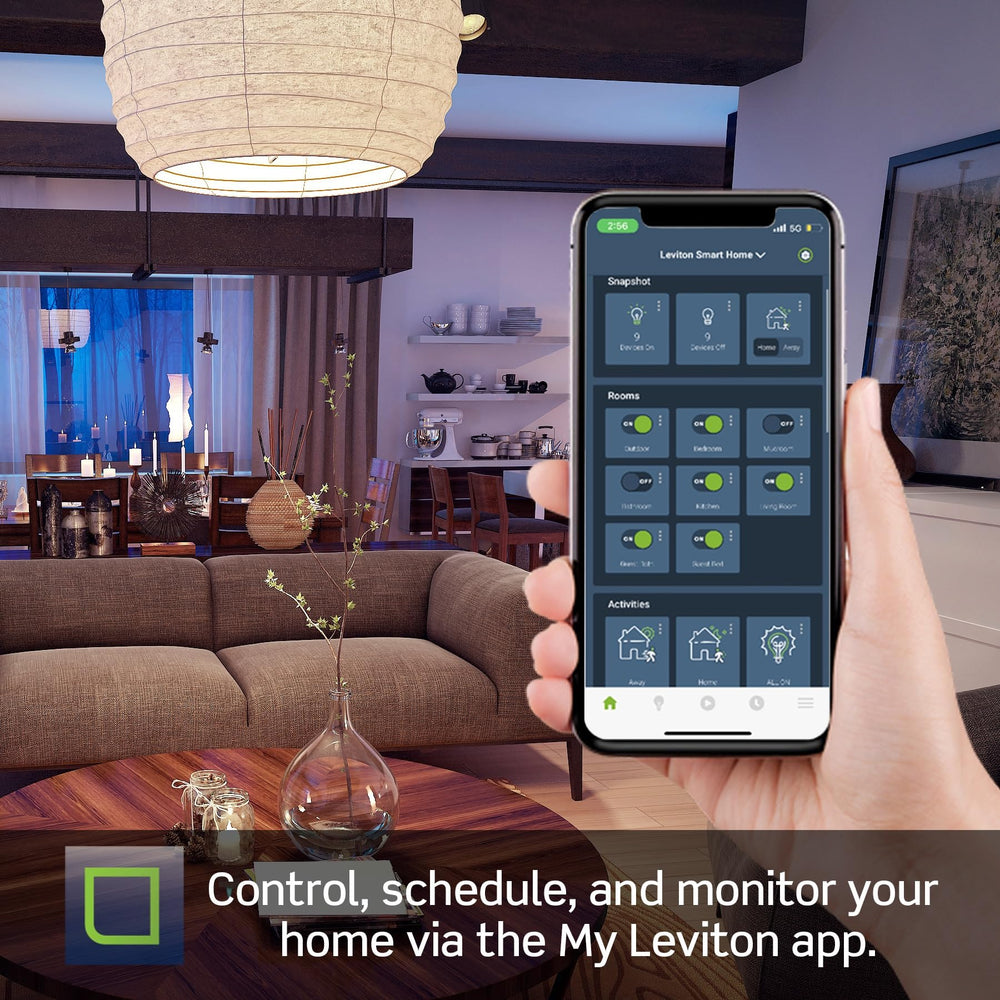 Leviton Decora en escena con luces exteriores programadas para seguridad