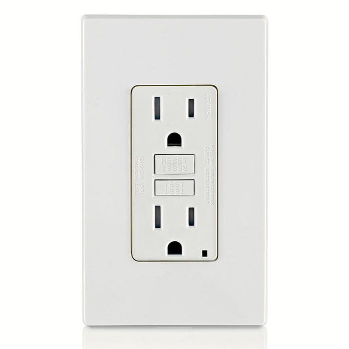 Leviton GFCI botón de reinicio y bloqueo que evita reinicios inseguros