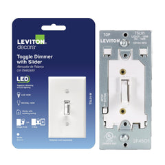 Leviton interruptor frontal mostrando palanca y deslizador para control preciso del ambiente