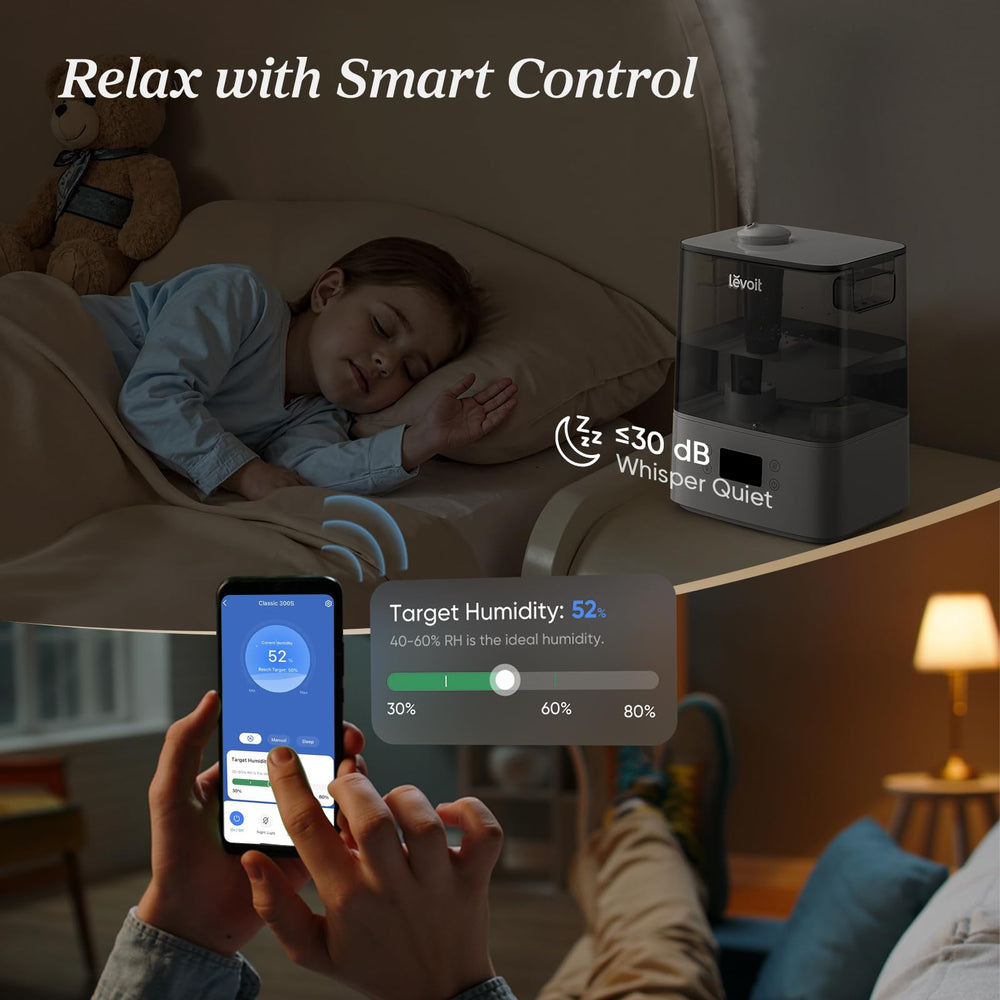 Levoit conectado a VeSync app para control remoto y programar horarios