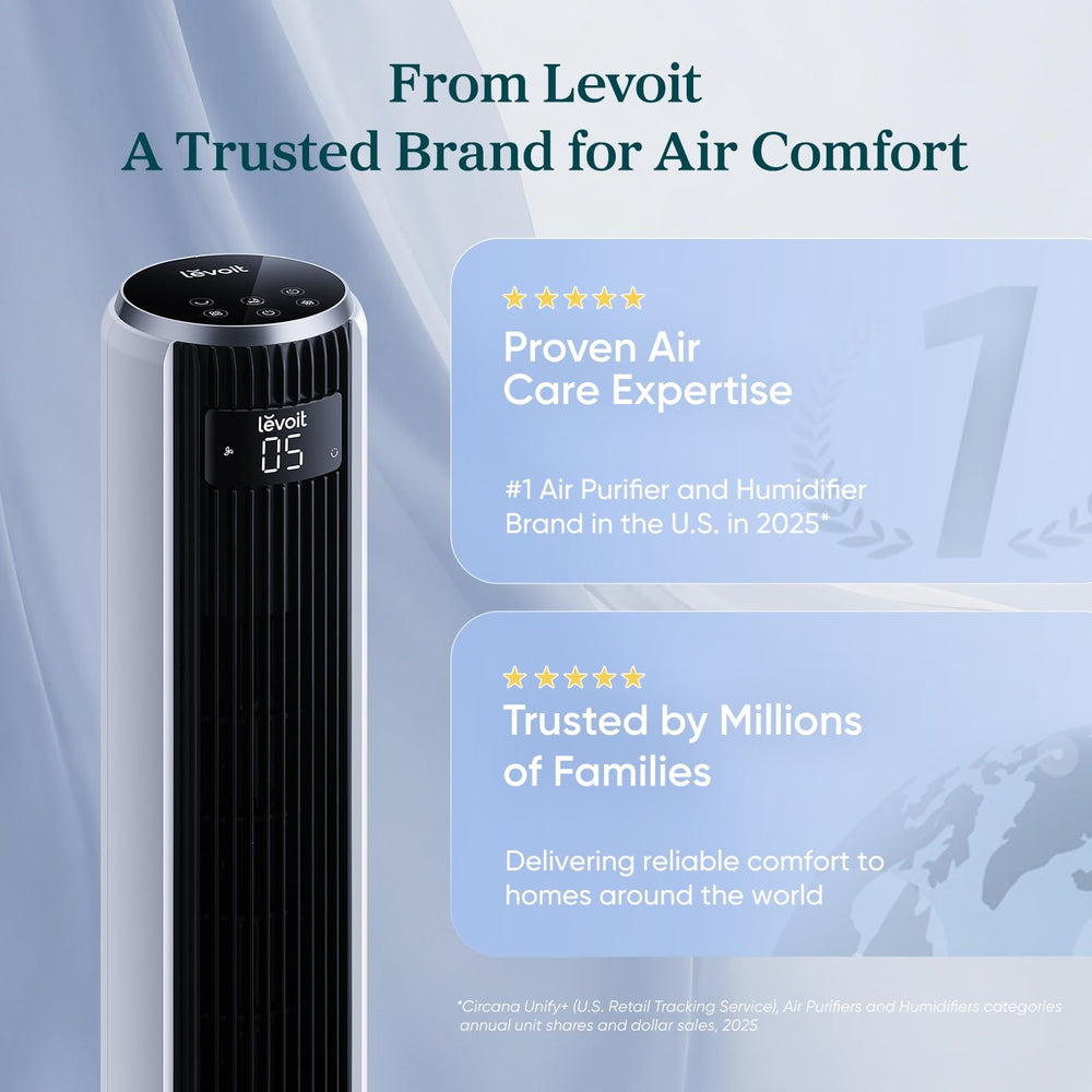 Levoit ventilador en uso junto a cama para dormir tranquilo y sin ruidos