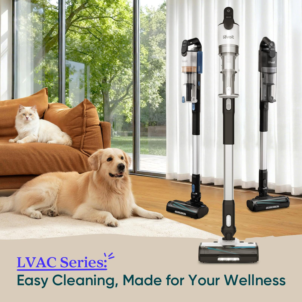 Levoit LVAC-200 comparativa de tamaño junto a una silla para escala