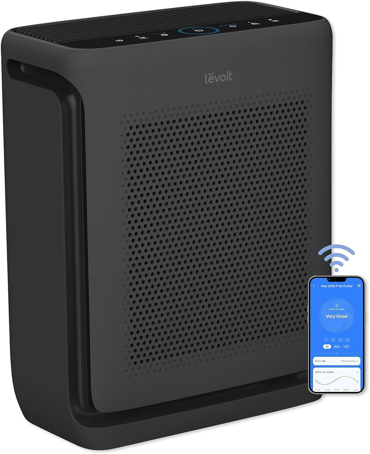 Levoit Vital 200S-P vista frontal mostrando diseño compacto y flujo de aire eficiente