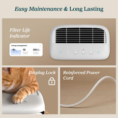 Levoit Vital Pet detalle del filtro HEPA atrapando alérgenos y polvo