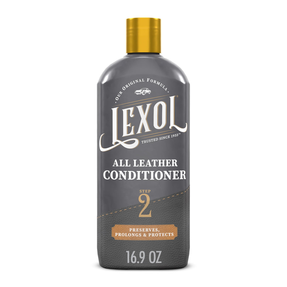 Lexol botella frontal acondicionador cuero mostrando envase y uso seguro