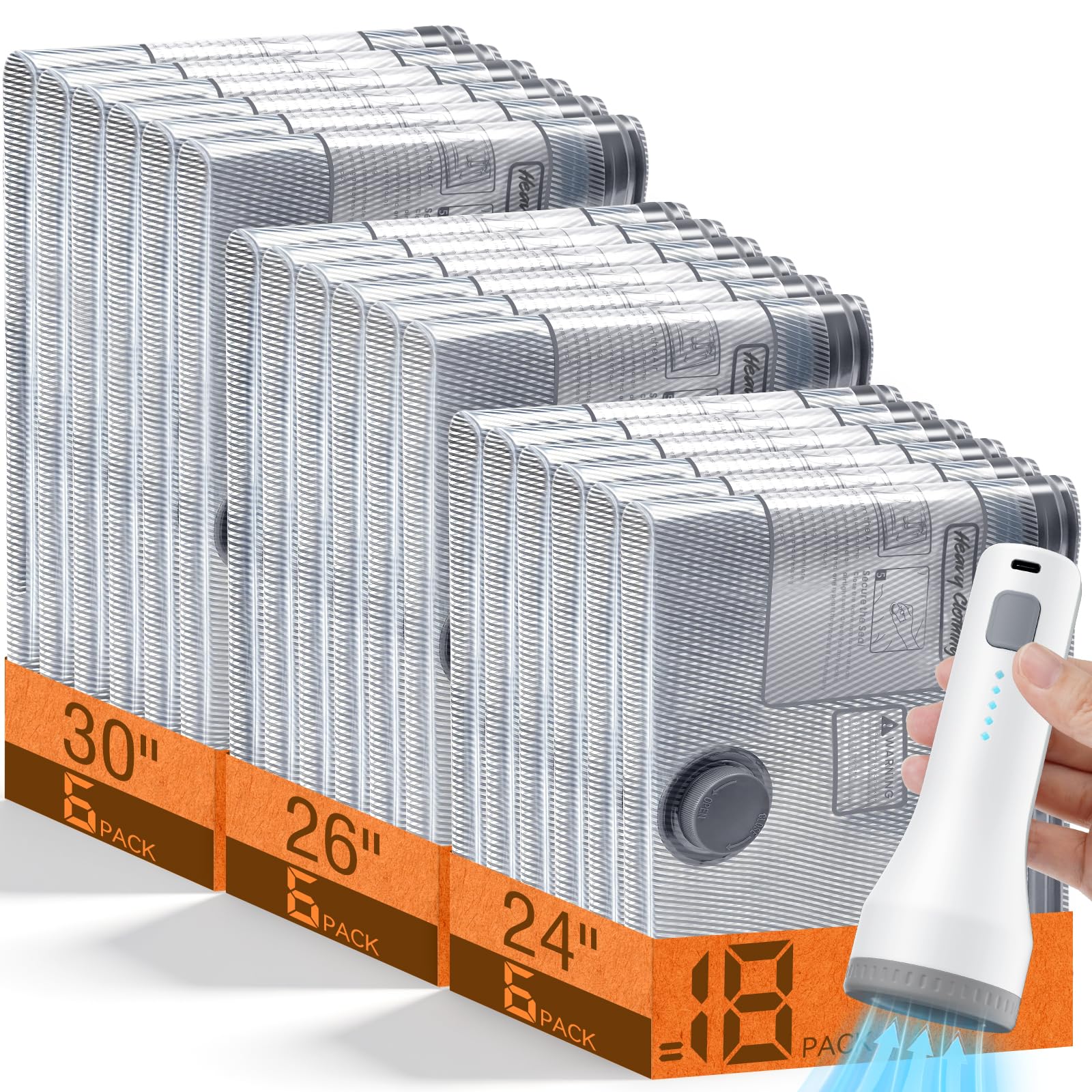 lezecur frontal del pack mostrando todas las 18 bolsas y la bomba, ahorro de espacio