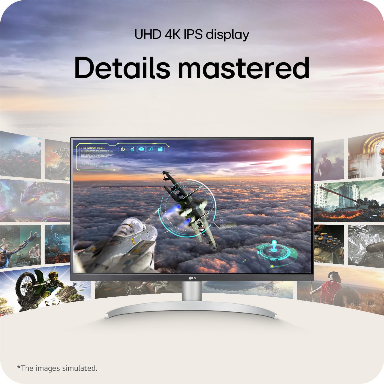 LG vista trasera con puertos HDMI y DisplayPort y fácil conexión
