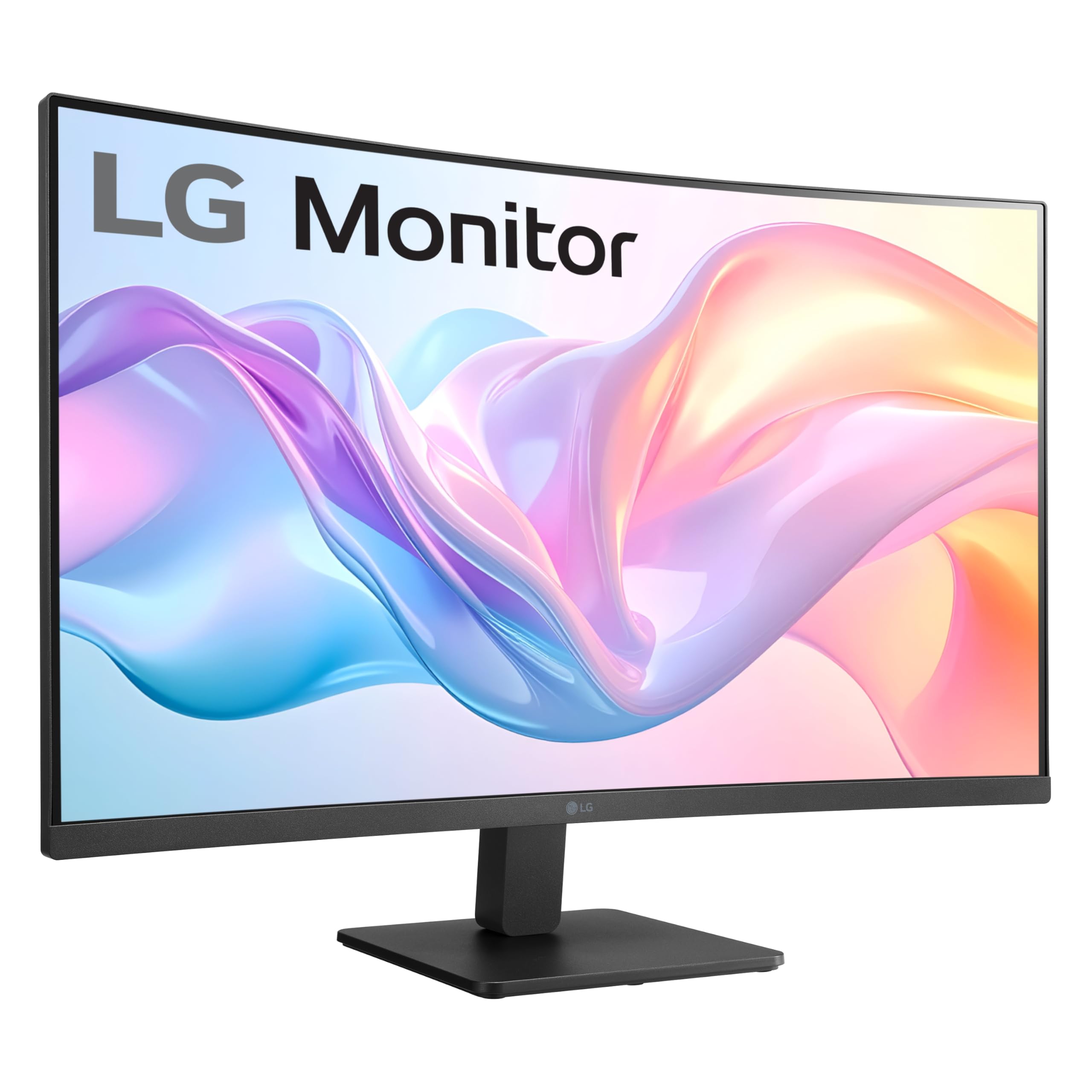 LG monitor colocado junto a teclado mostrando escala y cobertura visual amplia