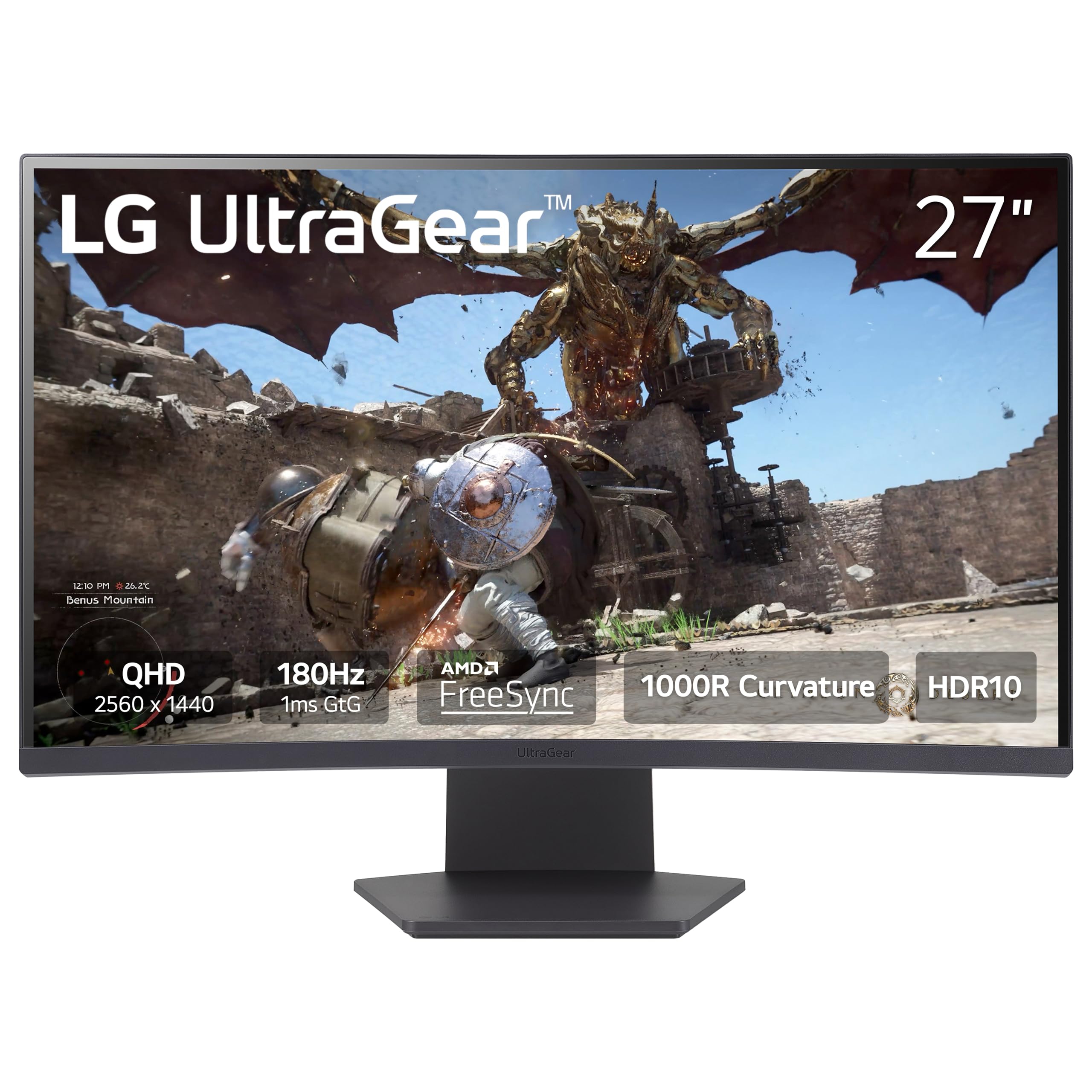 LG UltraGear vista frontal con diseño borderless y rápido refresco