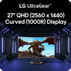 LG UltraGear close-up de la curvatura 1000R para mayor inmersión