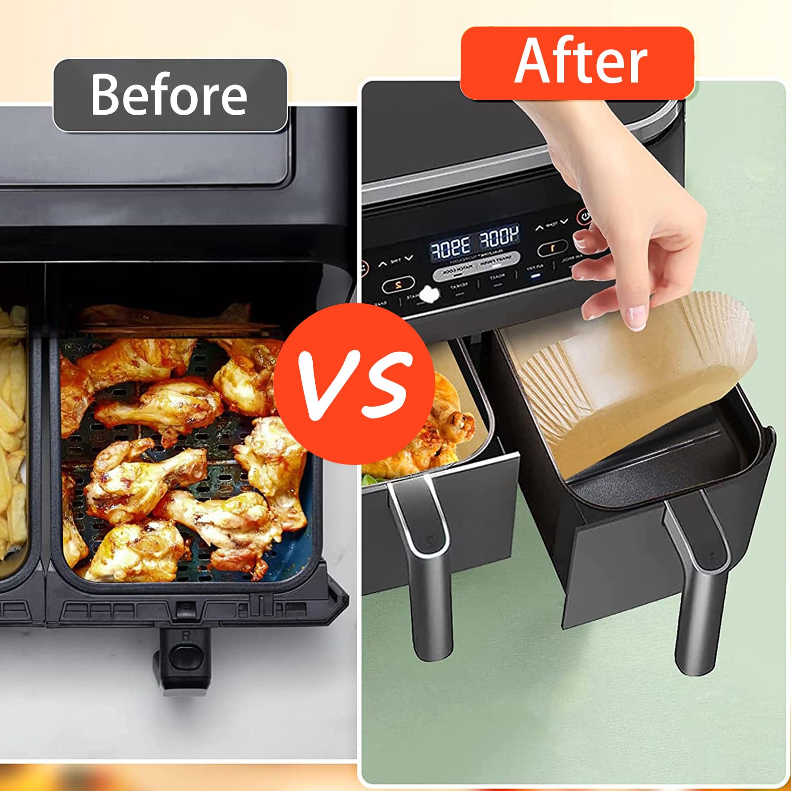 LHSHAD estilo de vida en cocina con freidora dual y forros LHSHAD