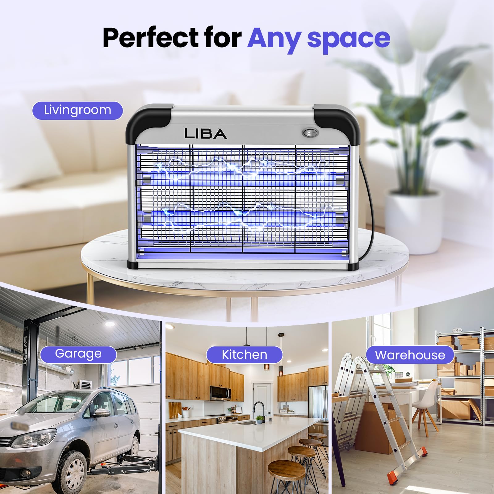 LiBa in a kitchen lifestyle scene demonstrating discreet, chemical-free indoor pest control