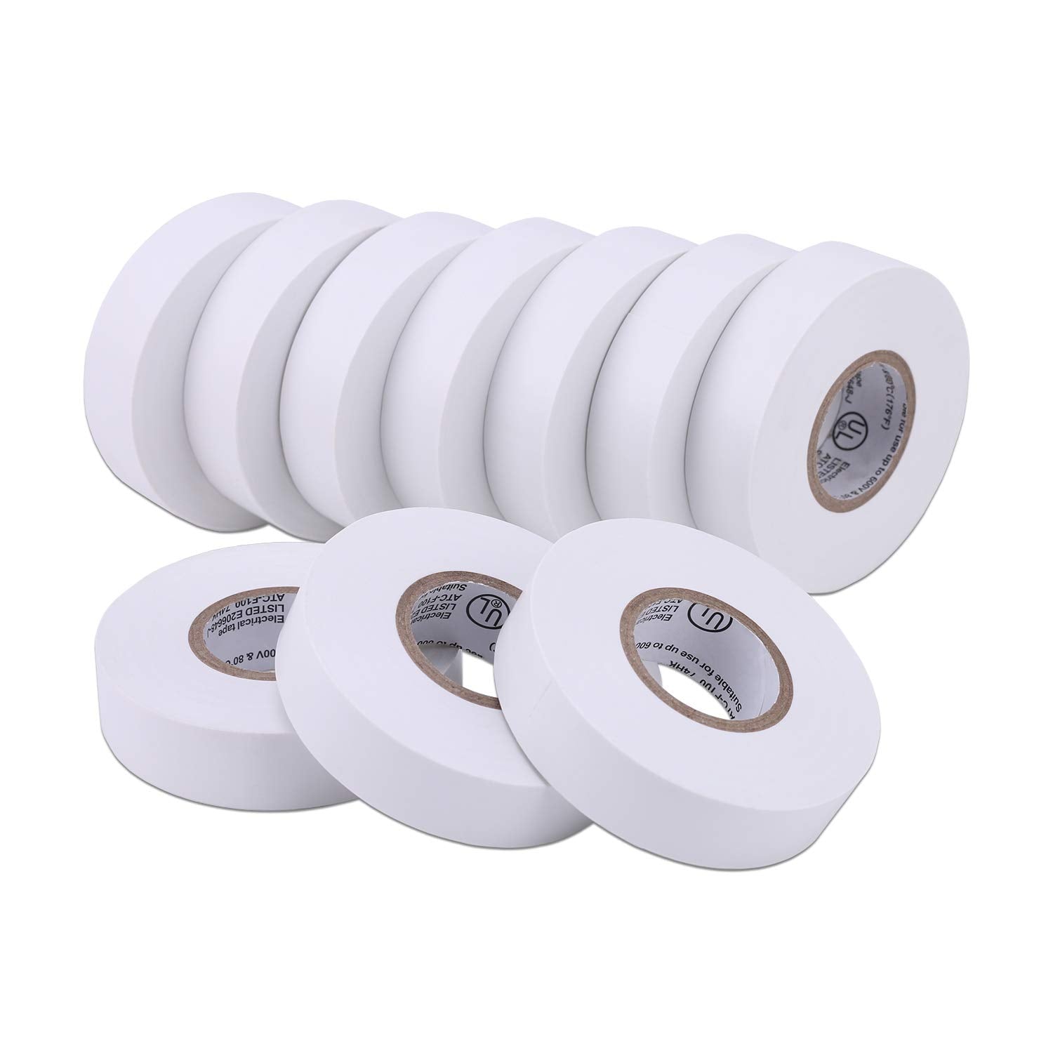 Lichamp vista frontal del paquete de 10 rollos mostrando tamaño y color blanco, práctico para almacén