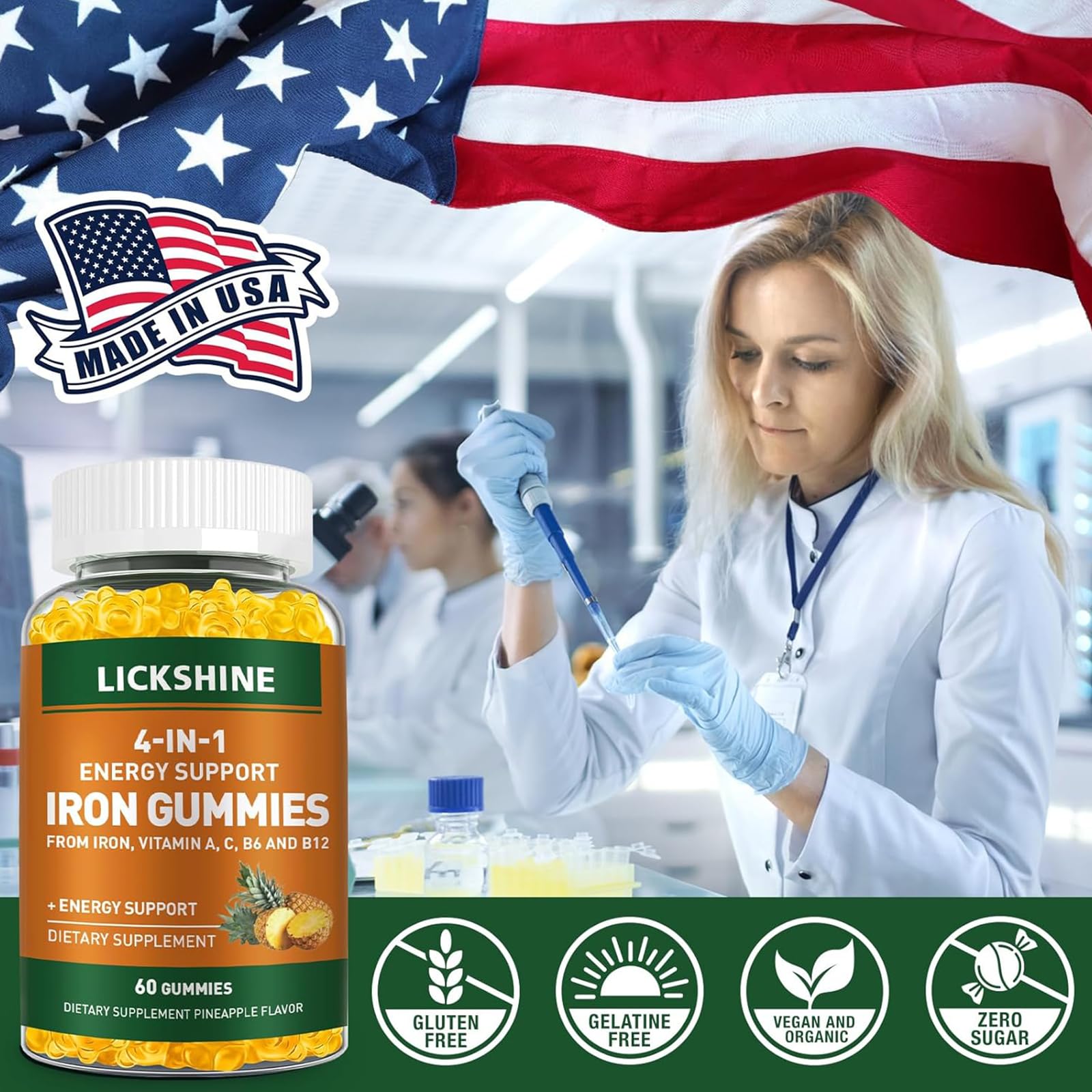 lickshine frasco abierto con gomitas visible para verificar apariencia y cantidad