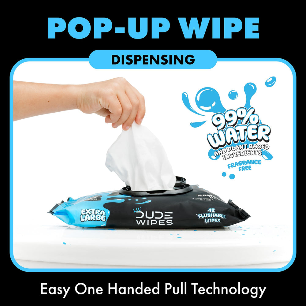 LiL' DUDE Wipes etiqueta con ingredientes 99% agua y extractos calmantes