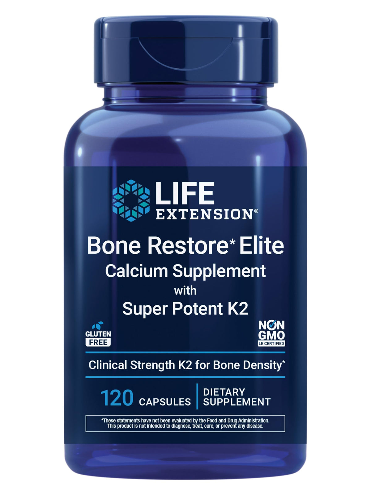 Life Extension frasco frontal mostrando etiqueta clara y beneficios